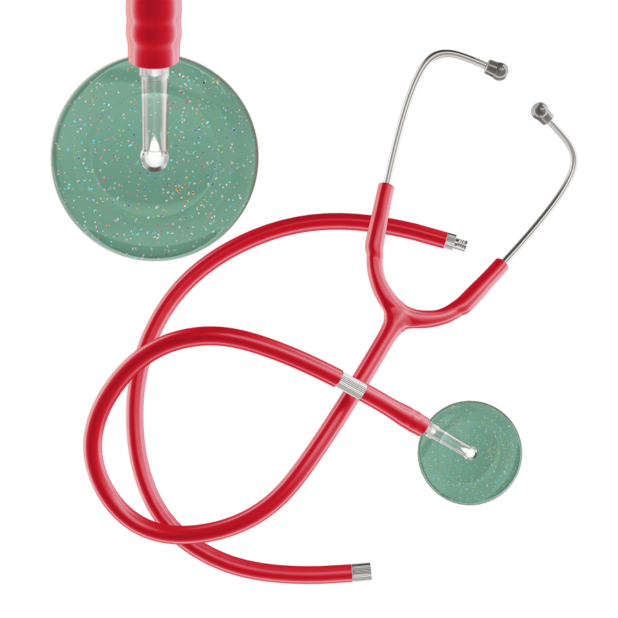 Ultrascope Single Stethoscope Twilight Sage (SG) / Adult / Red Extended Tubing Light Twilight Stethoscope