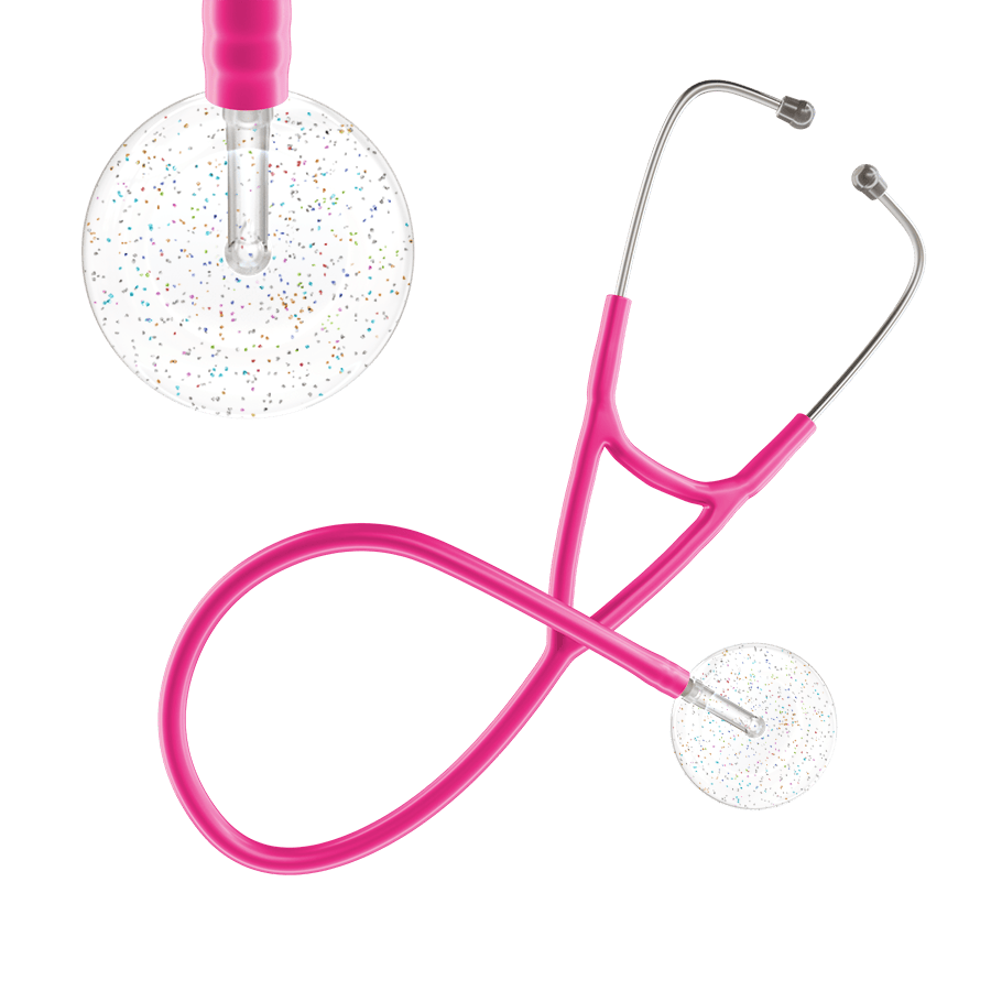 Ultrascope Single Stethoscope Twilight White (WH) / Adult / Hot Pink Light Twilight Cardiology Stethoscope
