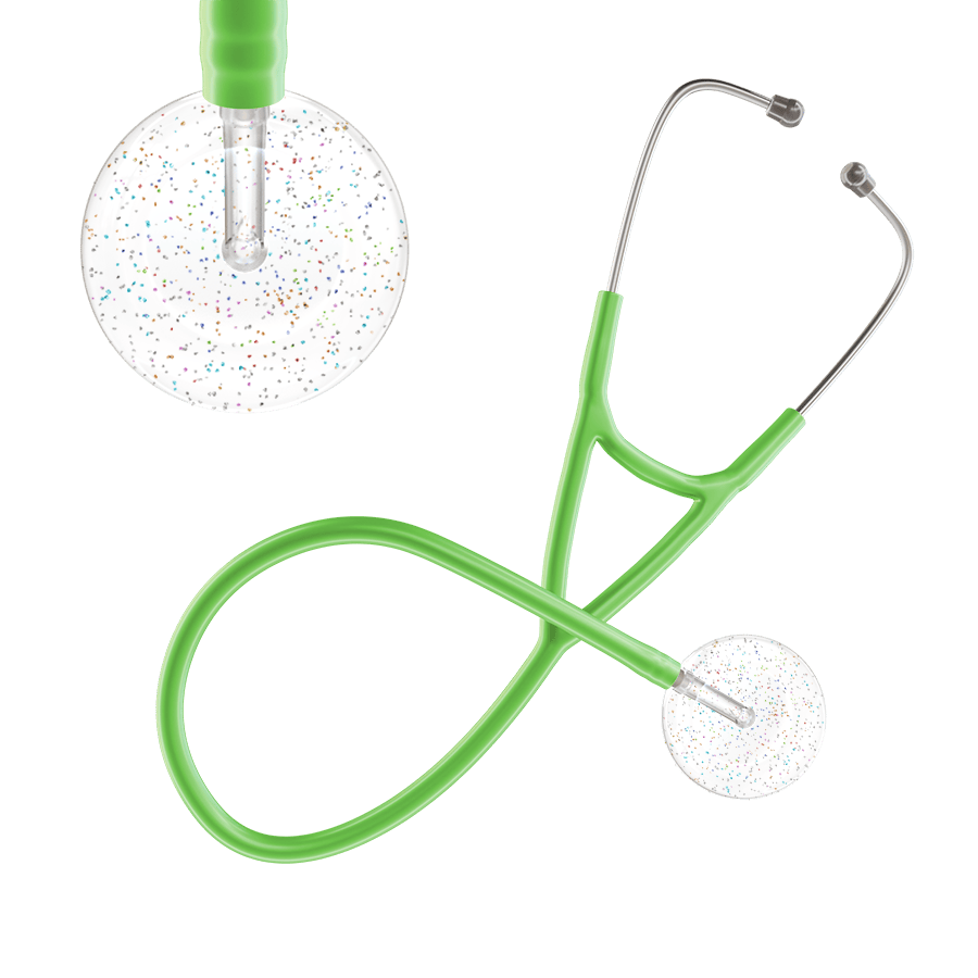 Ultrascope Single Stethoscope Twilight White (WH) / Adult / Lime Green Twilight Cardiology Stethoscope