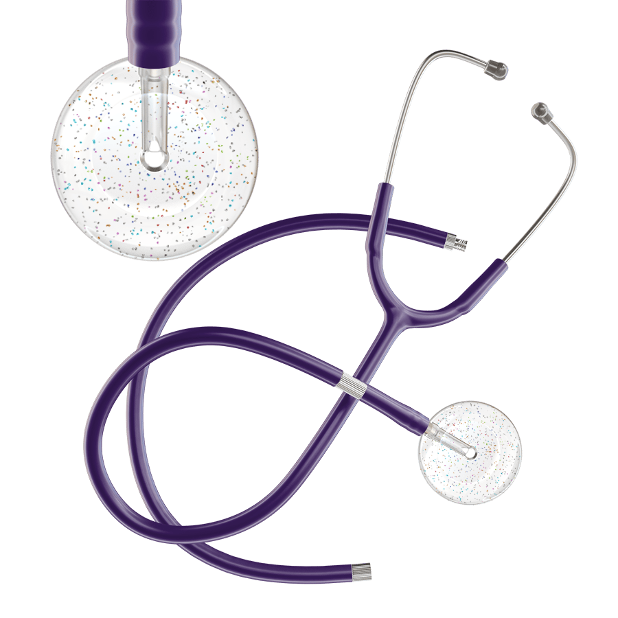 Ultrascope Single Stethoscope Twilight White (WH) / Adult / Purple Extended Tubing Light Twilight Stethoscope