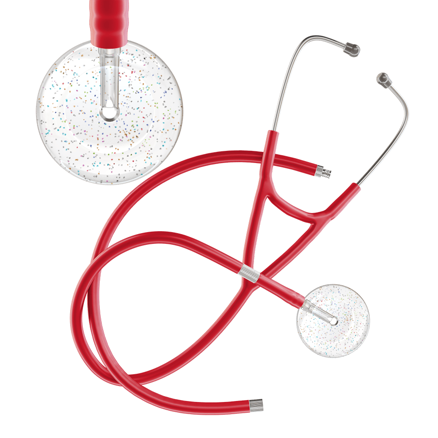 Ultrascope Single Stethoscope Twilight White (WH) / Adult / Red Extended Tubing Light Twilight Cardiology Stethoscope