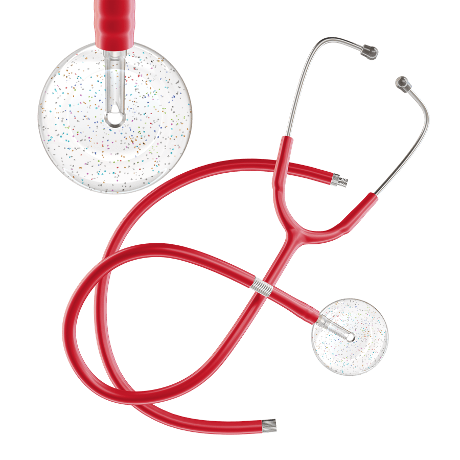 Ultrascope Single Stethoscope Twilight White (WH) / Adult / Red Extended Tubing Light Twilight Stethoscope