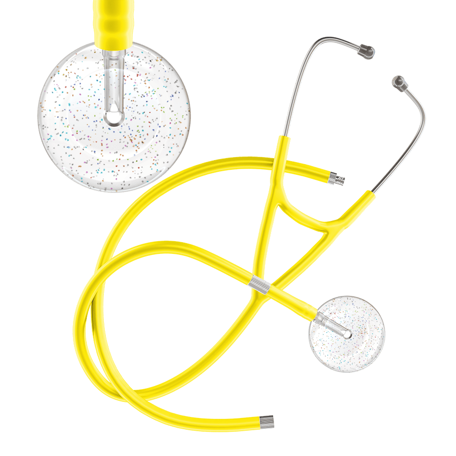 Ultrascope Single Stethoscope Twilight White (WH) / Adult / Yellow Extended Tubing Light Twilight Cardiology Stethoscope