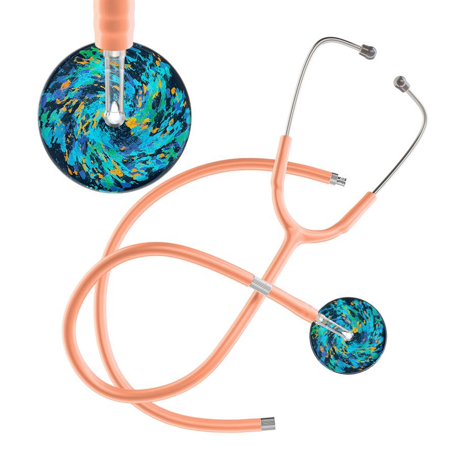 Ultrascope Single Stethoscope Sapphire Galaxy / Adult / Peach Extended Tubing Sapphire Galaxy Stethoscope
