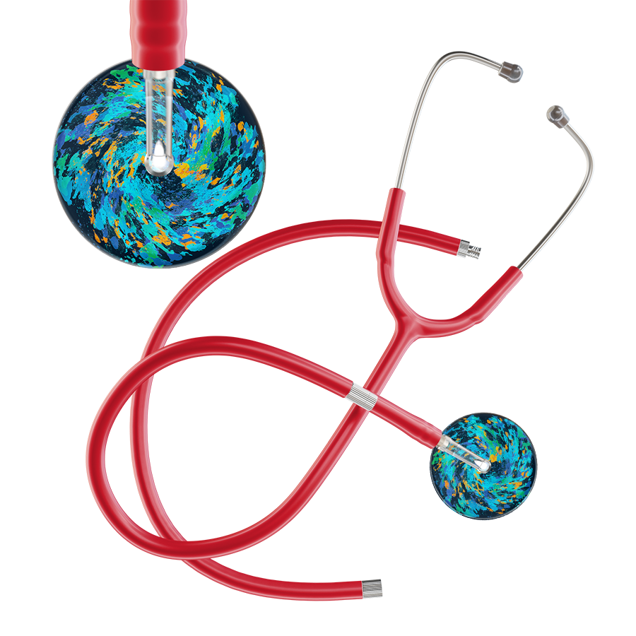 Ultrascope Single Stethoscope Sapphire Galaxy / Pediatric / Red Extended Tubing Sapphire Galaxy Stethoscope