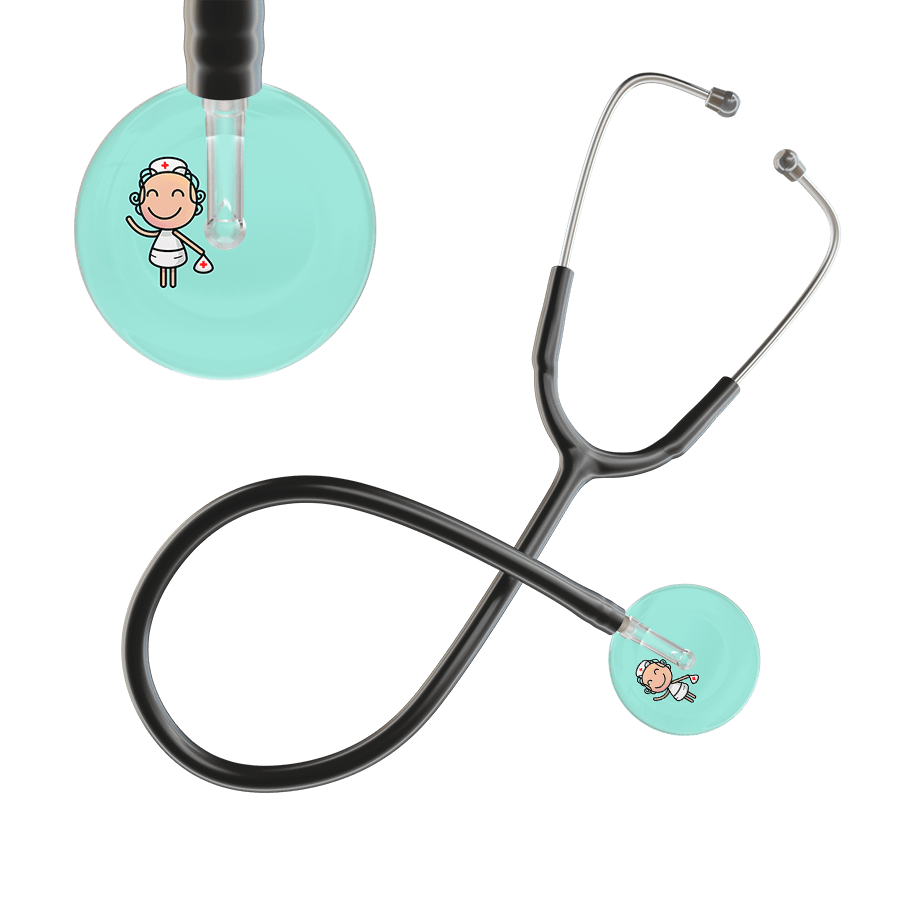Ultrascope Single Stethoscope Robin's Egg F2 Cartoon Nurse / Adult / Black Cartoon Nurse Stethoscope