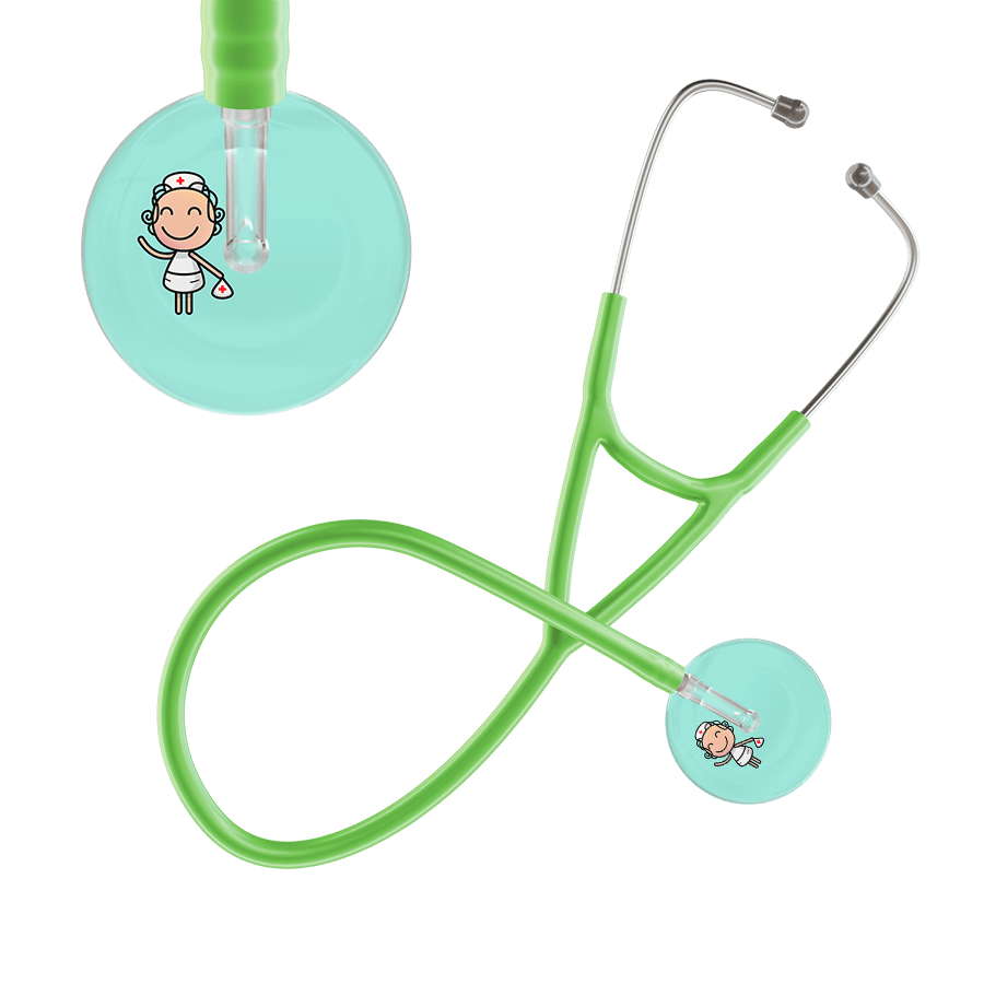 Ultrascope Single Stethoscope Robin's Egg F2 Cartoon Nurse / Adult / Lime Green Cartoon Nurse Cardiology Stethoscope