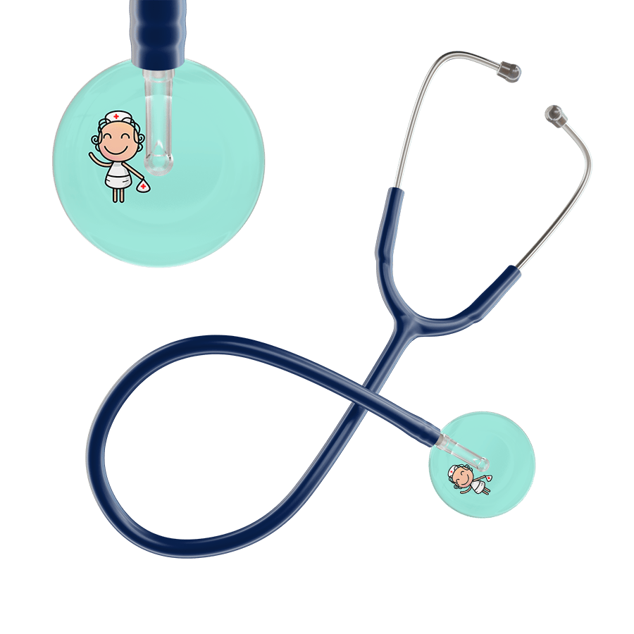 Ultrascope Single Stethoscope Robin's Egg F2 Cartoon Nurse / Adult / Navy Cartoon Nurse Stethoscope
