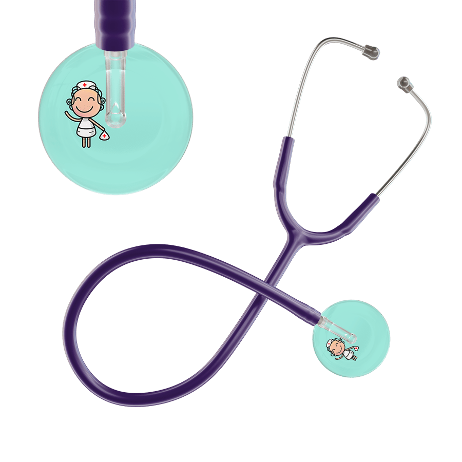 Ultrascope Single Stethoscope Robin's Egg F2 Cartoon Nurse / Adult / Purple Cartoon Nurse Stethoscope