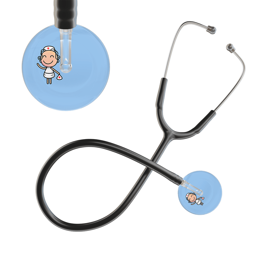 Ultrascope Single Stethoscope Light Blue F2 Cartoon Nurse / Adult / Black Cartoon Nurse Stethoscope
