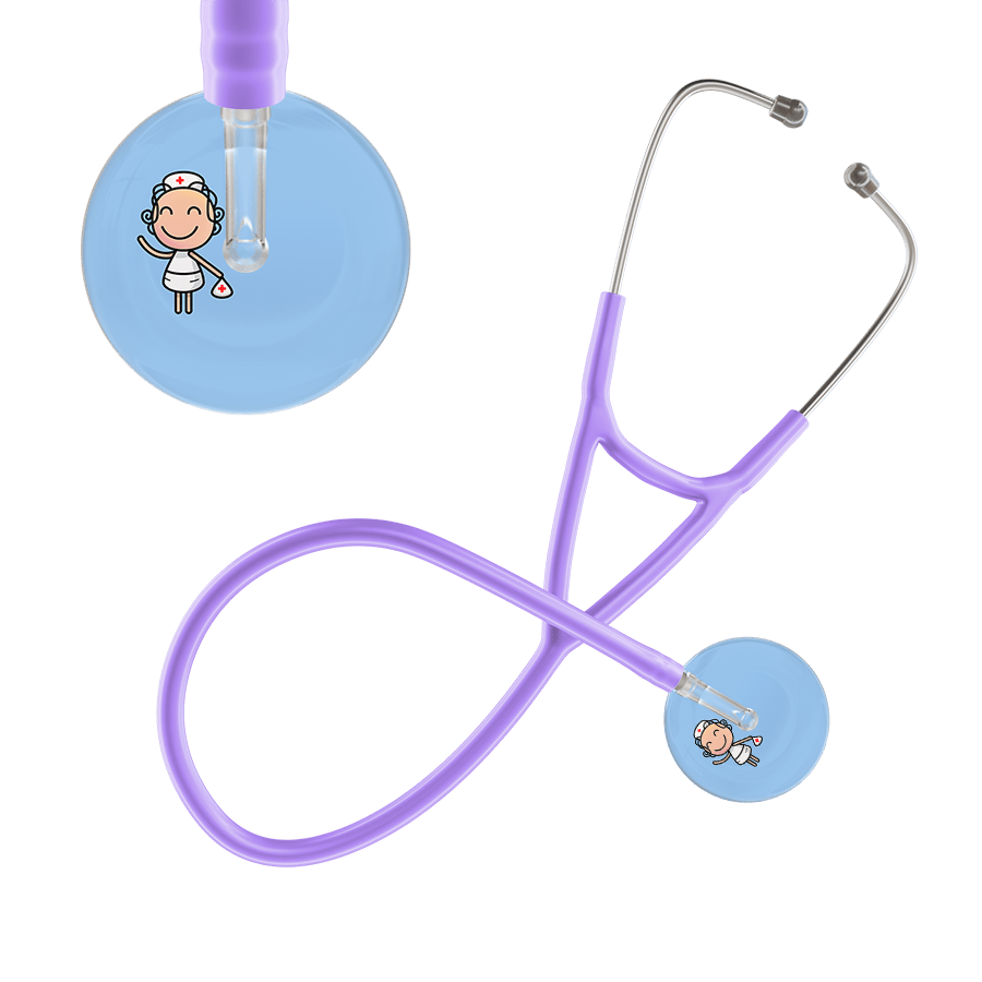 Ultrascope Single Stethoscope Light Blue F2 Cartoon Nurse / Adult / Lavender Cartoon Nurse Cardiology Stethoscope