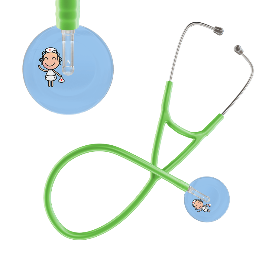 Ultrascope Single Stethoscope Light Blue F2 Cartoon Nurse / Adult / Lime Green Cartoon Nurse Cardiology Stethoscope