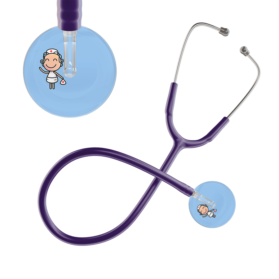 Ultrascope Single Stethoscope Light Blue F2 Cartoon Nurse / Adult / Purple Cartoon Nurse Stethoscope