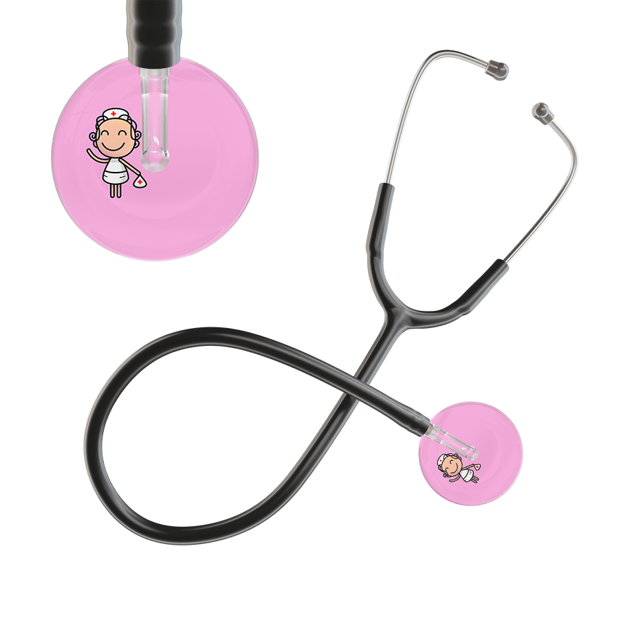 Ultrascope Single Stethoscope Light Pink F2 Cartoon Nurse / Adult / Black Cartoon Nurse Stethoscope