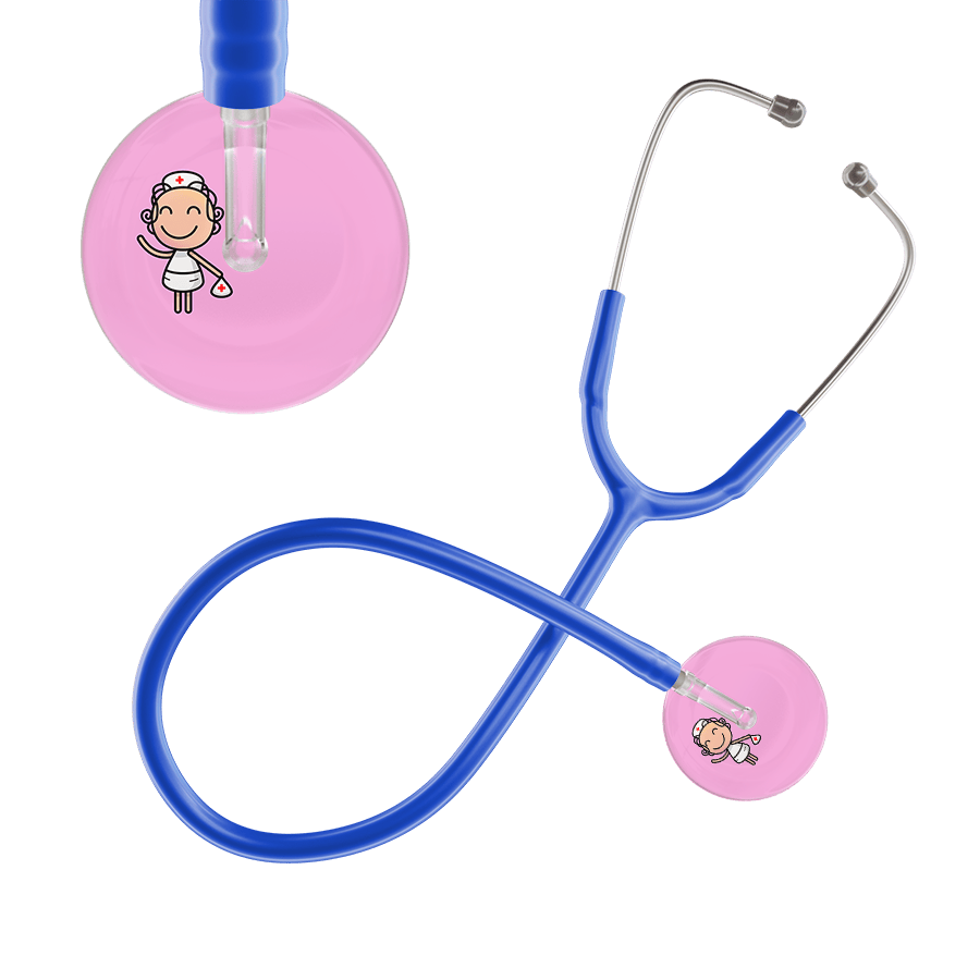 Ultrascope Single Stethoscope Light Pink F2 Cartoon Nurse / Adult / Royal Blue Cartoon Nurse Stethoscope