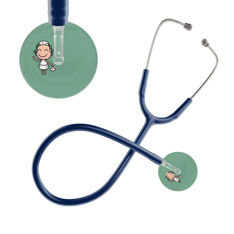Ultrascope Single Stethoscope Sage F2 Cartoon Nurse / Adult / Navy Cartoon Nurse Stethoscope