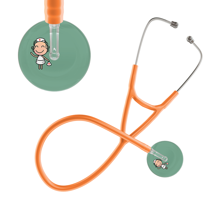 Ultrascope Single Stethoscope Sage F2 Cartoon Nurse / Adult / Orange Cartoon Nurse Cardiology Stethoscope