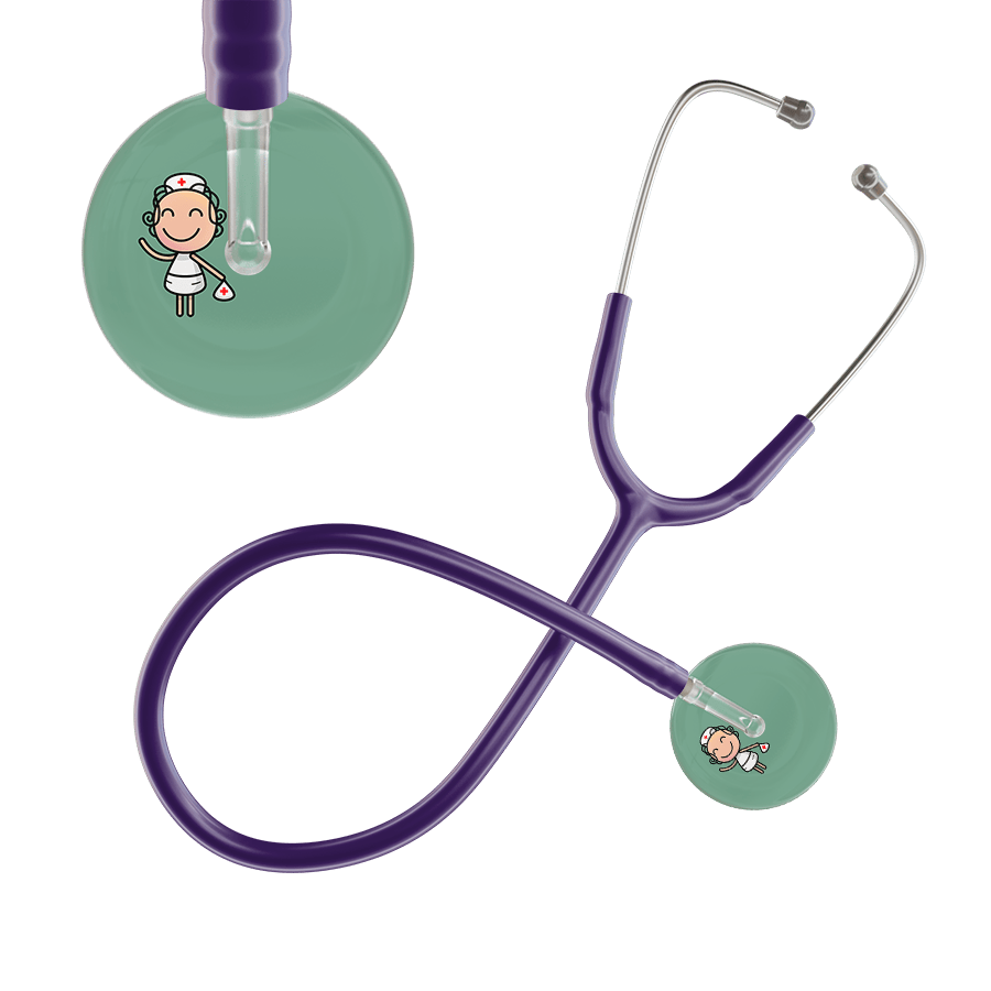 Ultrascope Single Stethoscope Sage F2 Cartoon Nurse / Adult / Purple Cartoon Nurse Stethoscope