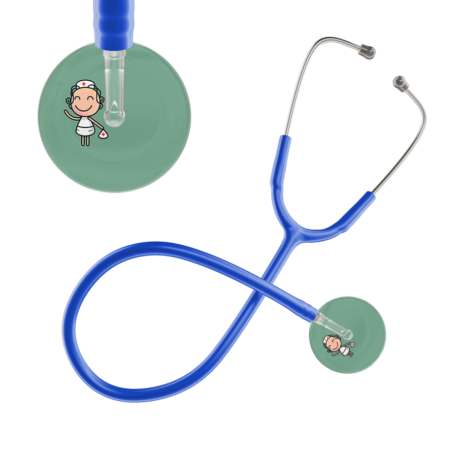 Ultrascope Single Stethoscope Sage F2 Cartoon Nurse / Adult / Royal Blue Cartoon Nurse Stethoscope