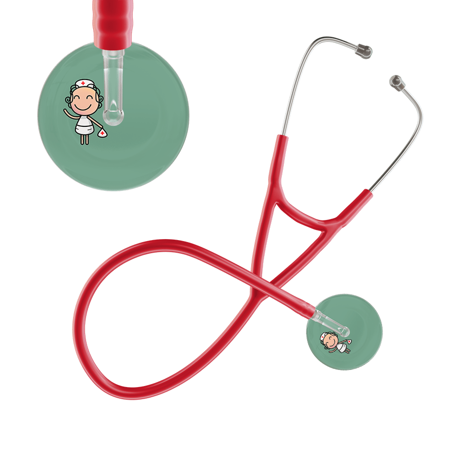 Ultrascope Single Stethoscope Sage F2 Cartoon Nurse / Adult / Red Cartoon Nurse Cardiology Stethoscope