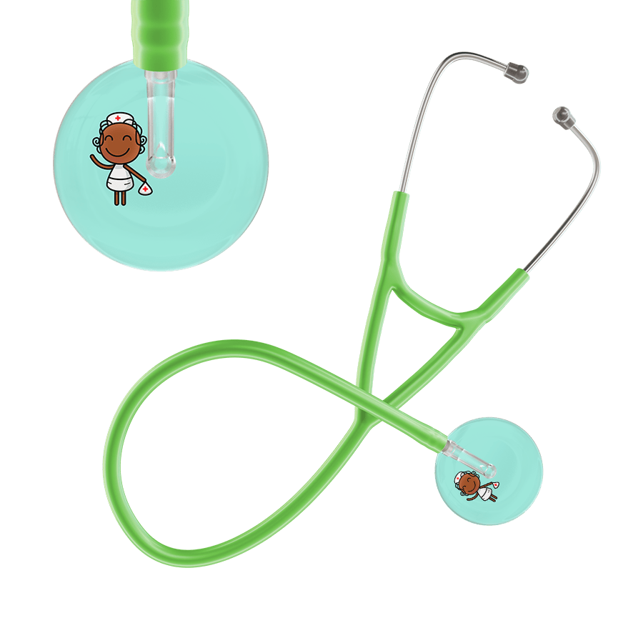 Ultrascope Single Stethoscope Robin's Egg F4 Cartoon Nurse / Adult / Lime Green Cartoon Nurse Cardiology Stethoscope