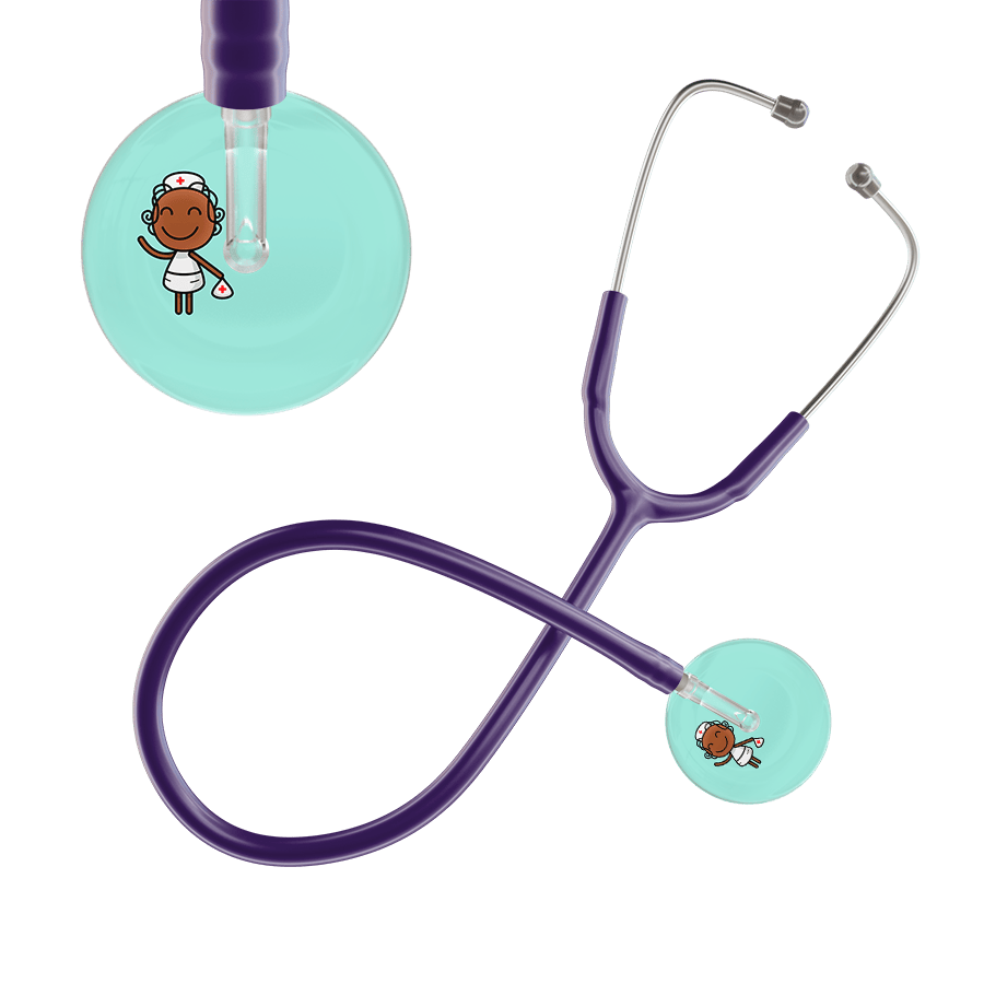 Ultrascope Single Stethoscope Robin's Egg F4 Cartoon Nurse / Adult / Purple Cartoon Nurse Stethoscope