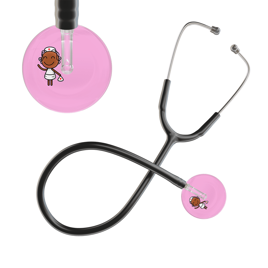 Ultrascope Single Stethoscope Light Pink F4 Cartoon Nurse / Adult / Black Cartoon Nurse Stethoscope