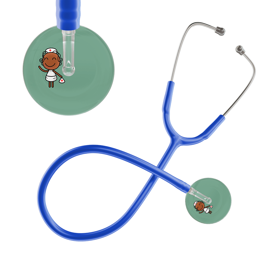 Ultrascope Single Stethoscope Sage F4 Cartoon Nurse / Adult / Royal Blue Cartoon Nurse Stethoscope