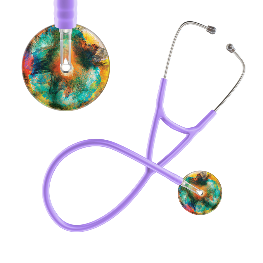Ultrascope Single Stethoscope US076A1 / Adult / Lavender TieDye Multi Color Stethoscope - Cardiology Watercolor Designs