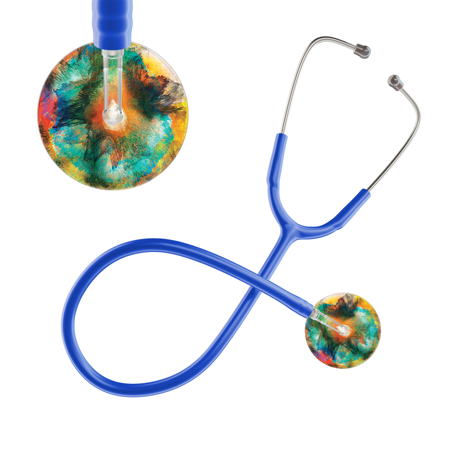 Ultrascope Single Stethoscope US076A1 / Adult / Royal Blue TieDye Stethoscope - Watercolor Designs