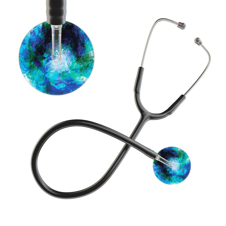 Ultrascope Single Stethoscope US076B2 / Adult / Black TieDye Stethoscope - Watercolor Designs