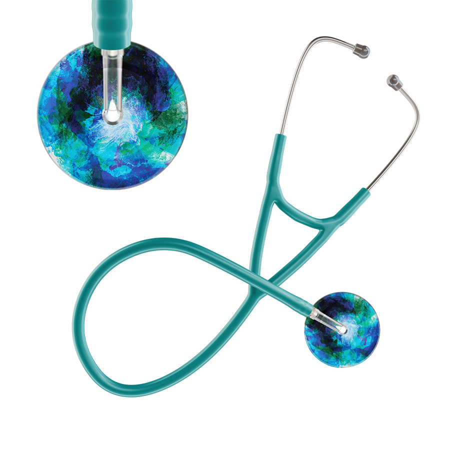 Ultrascope Single Stethoscope US076B2 / Adult / Jade TieDye Multi Color Stethoscope - Cardiology Watercolor Designs