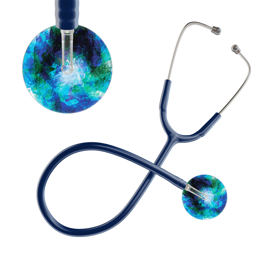 Ultrascope Single Stethoscope US076B2 / Adult / Navy TieDye Stethoscope - Watercolor Designs