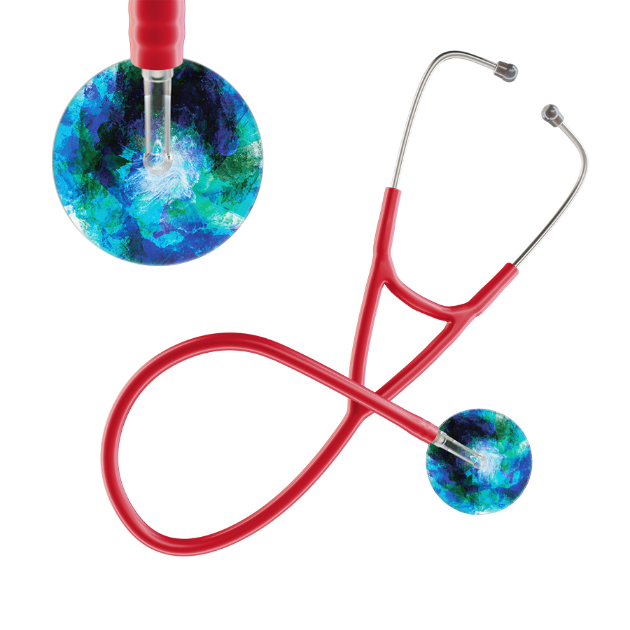 Ultrascope Single Stethoscope US076B2 / Adult / Red TieDye Stethoscope - Cardiology Watercolor Designs