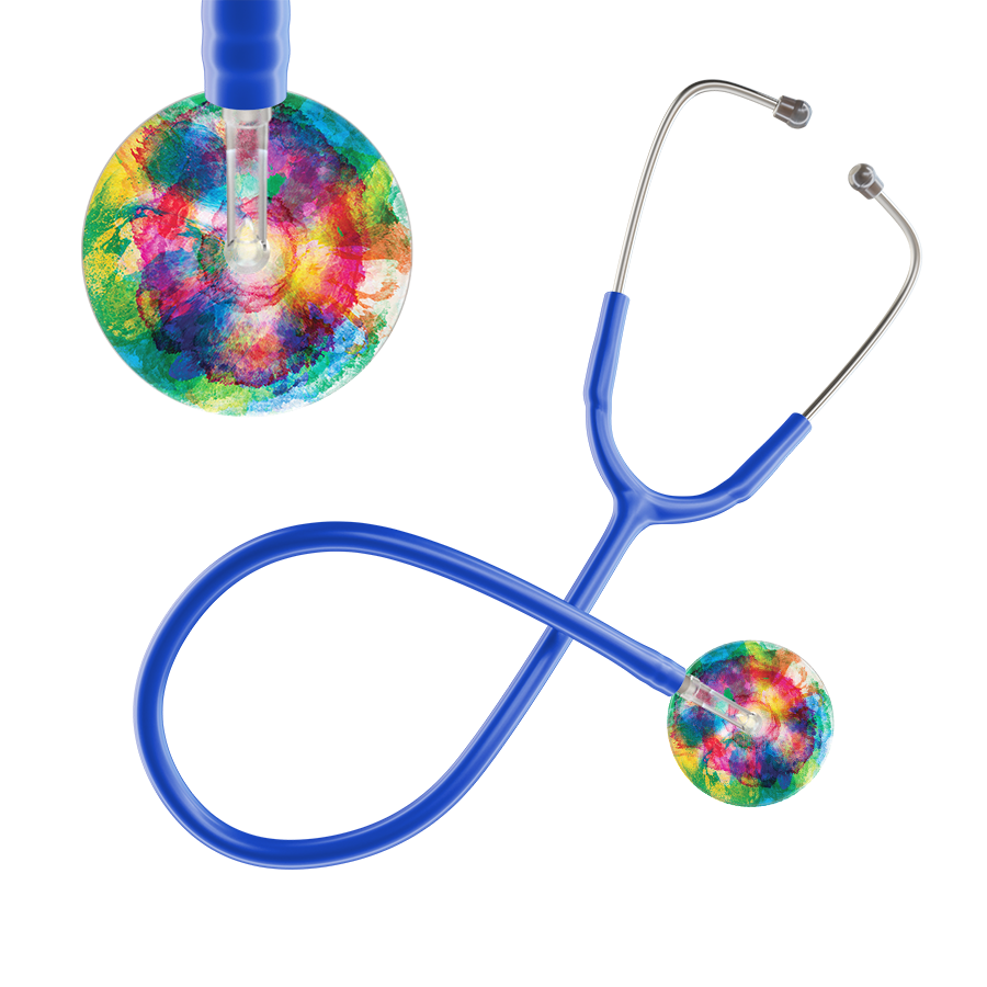Ultrascope Single Stethoscope US076C3 / Adult / Royal Blue TieDye Stethoscope - Watercolor Designs