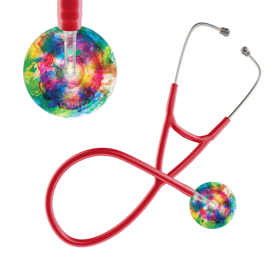 Ultrascope Single Stethoscope US076C3 / Adult / Red TieDye Stethoscope - Cardiology Watercolor Designs