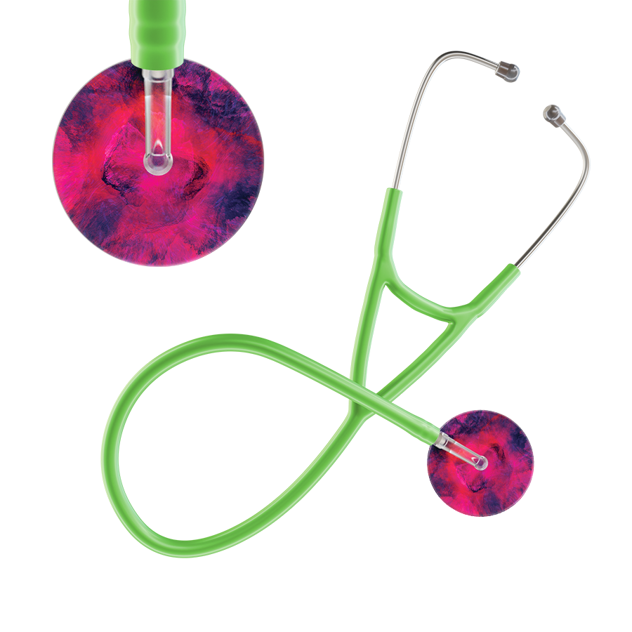 Ultrascope Single Stethoscope US076D4 / Adult / Lime Green TieDye Stethoscope - Cardiology Watercolor Designs