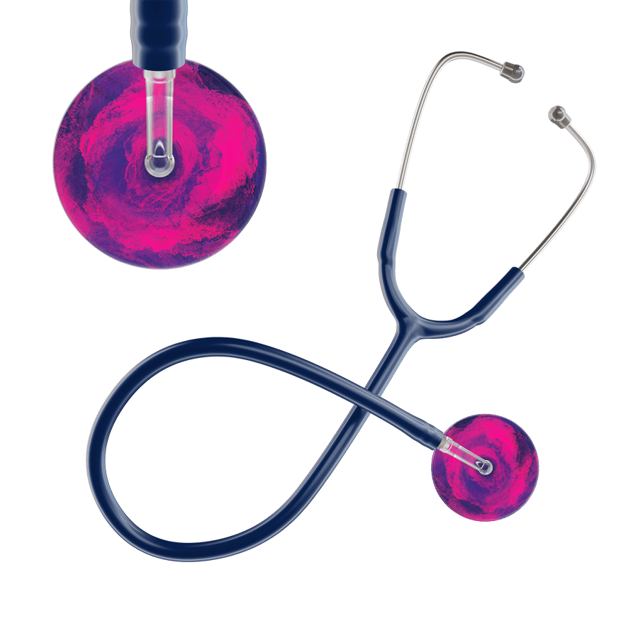 Ultrascope Single Stethoscope US076E5 / Adult / Navy TieDye Stethoscope - Watercolor Designs