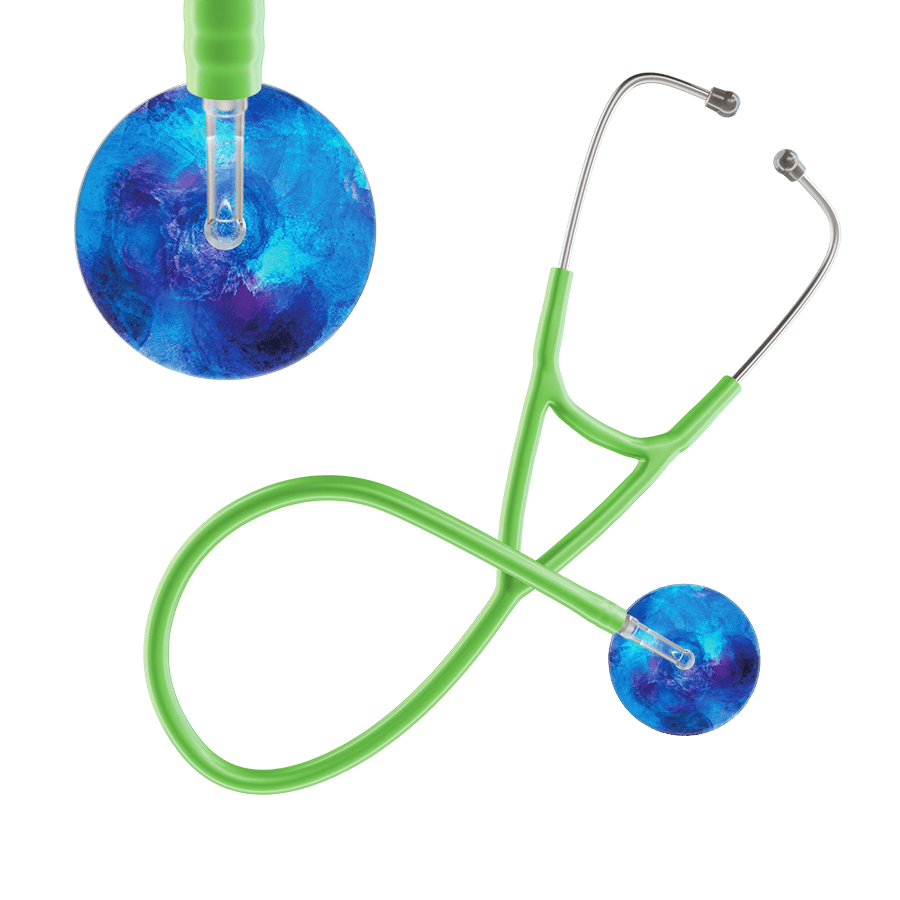 Ultrascope Single Stethoscope US076F6 / Adult / Lime Green TieDye Stethoscope - Cardiology Watercolor Designs