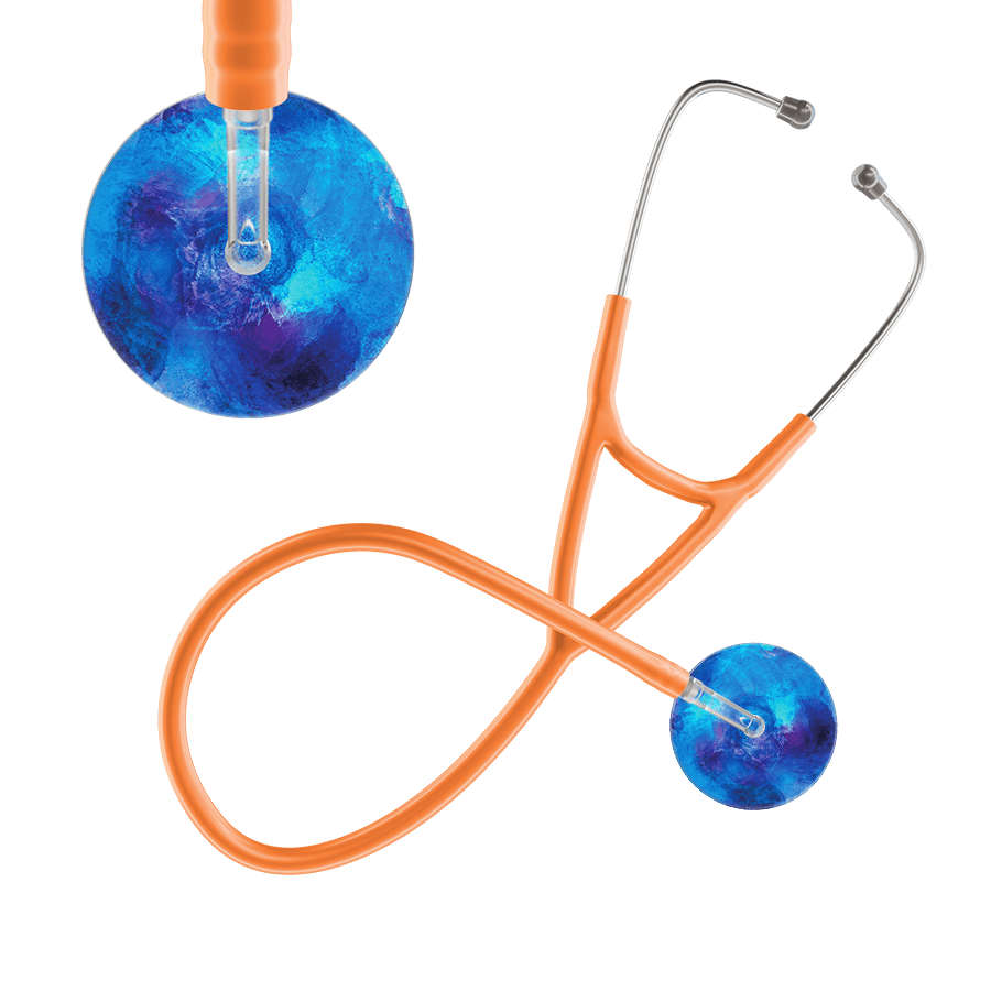 Ultrascope Single Stethoscope US076F6 / Adult / Orange TieDye Stethoscope - Cardiology Watercolor Designs