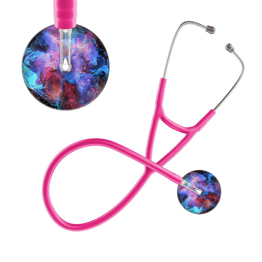 Ultrascope Single Stethoscope US076G7 / Adult / Hot Pink TieDye Multi Color Stethoscope - Cardiology Watercolor Designs