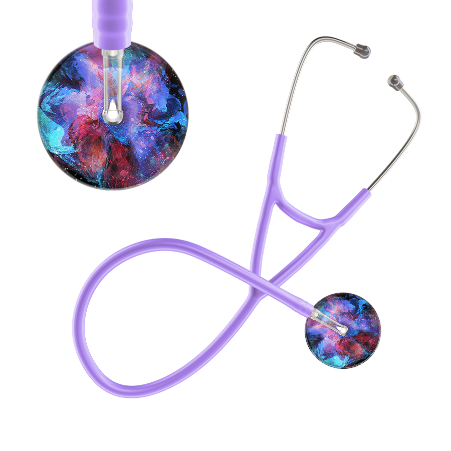 Ultrascope Single Stethoscope US076G7 / Adult / Lavender TieDye Multi Color Stethoscope - Cardiology Watercolor Designs