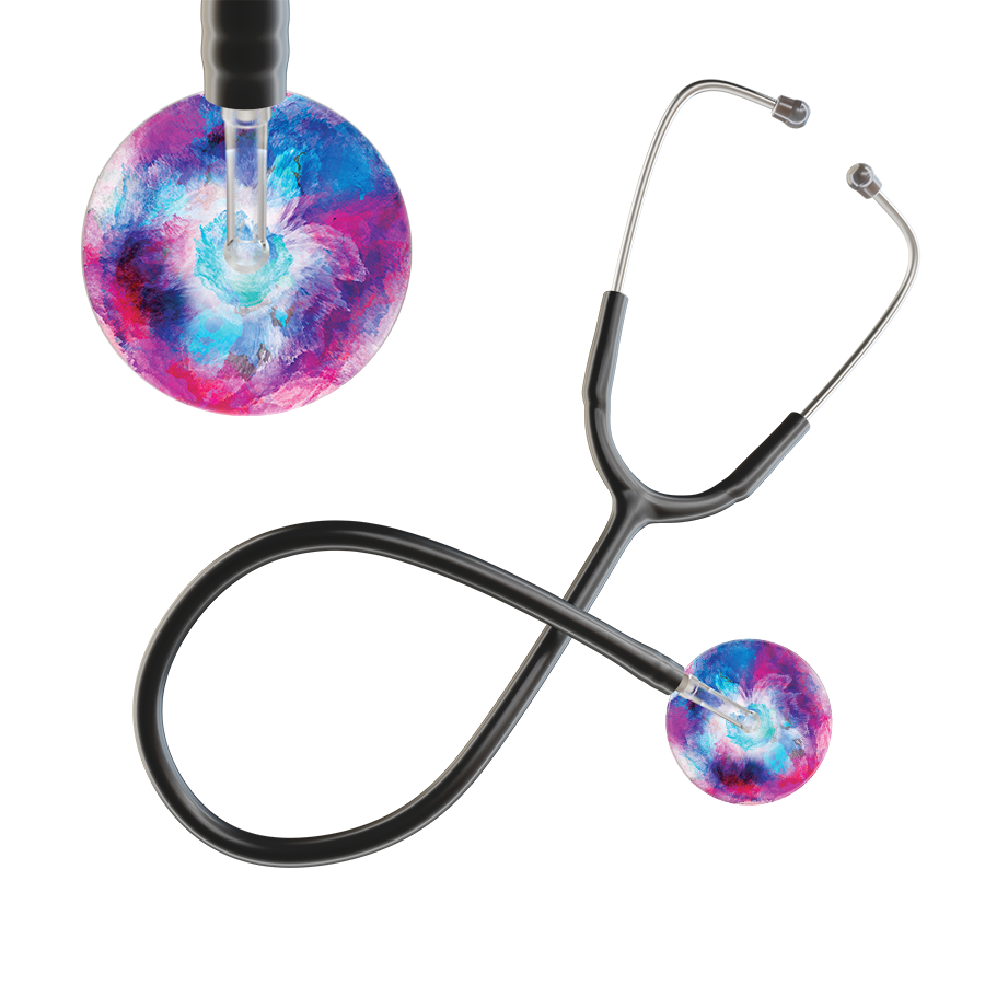 Ultrascope Single Stethoscope US076H8 / Adult / Black TieDye Stethoscope - Watercolor Designs