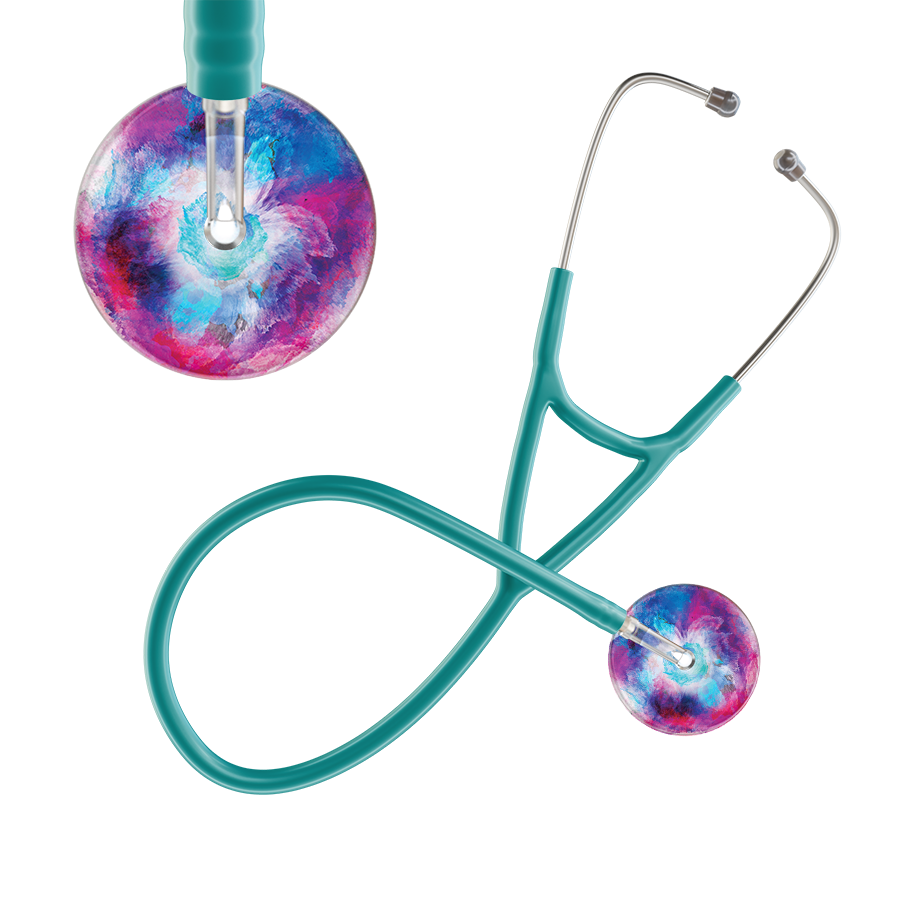 Ultrascope Single Stethoscope US076H8 / Adult / Jade TieDye Multi Color Stethoscope - Cardiology Watercolor Designs