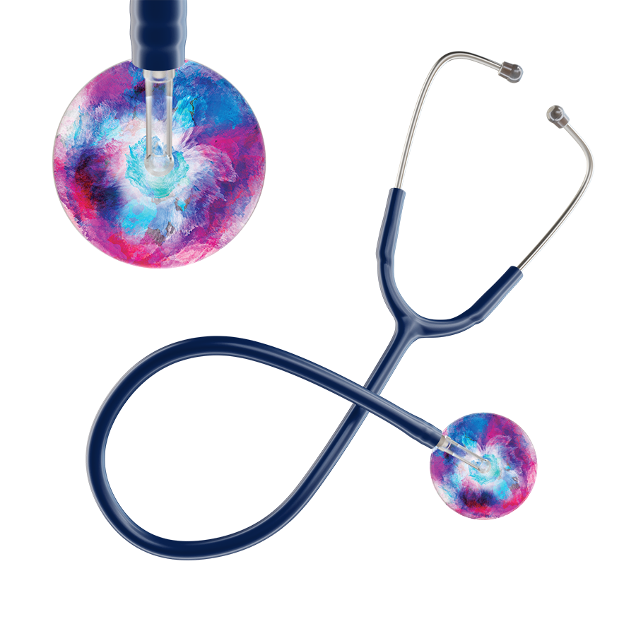Ultrascope Single Stethoscope US076H8 / Adult / Navy TieDye Stethoscope - Watercolor Designs