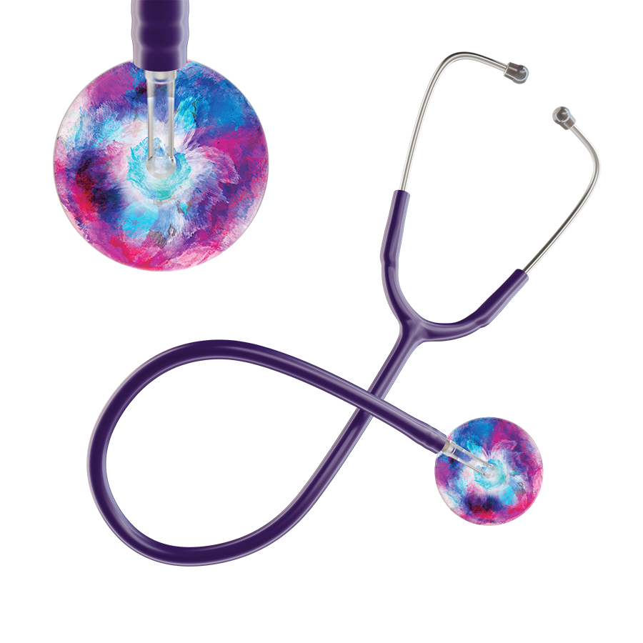 Ultrascope Single Stethoscope US076H8 / Adult / Purple TieDye Stethoscope - Watercolor Designs