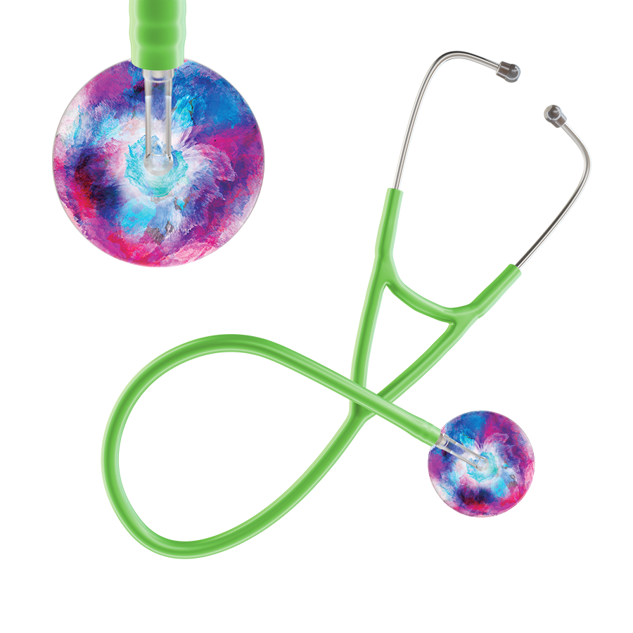 Ultrascope Single Stethoscope US076H8 / Adult / Lime Green TieDye Stethoscope - Cardiology Watercolor Designs