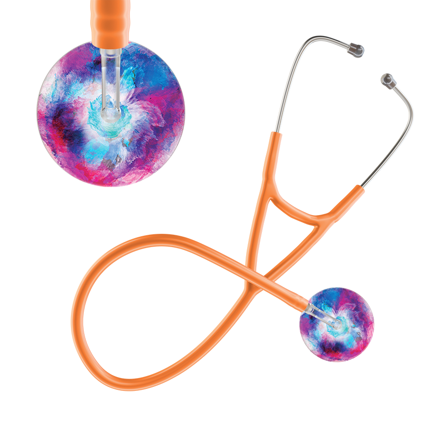 Ultrascope Single Stethoscope US076H8 / Adult / Orange TieDye Stethoscope - Cardiology Watercolor Designs