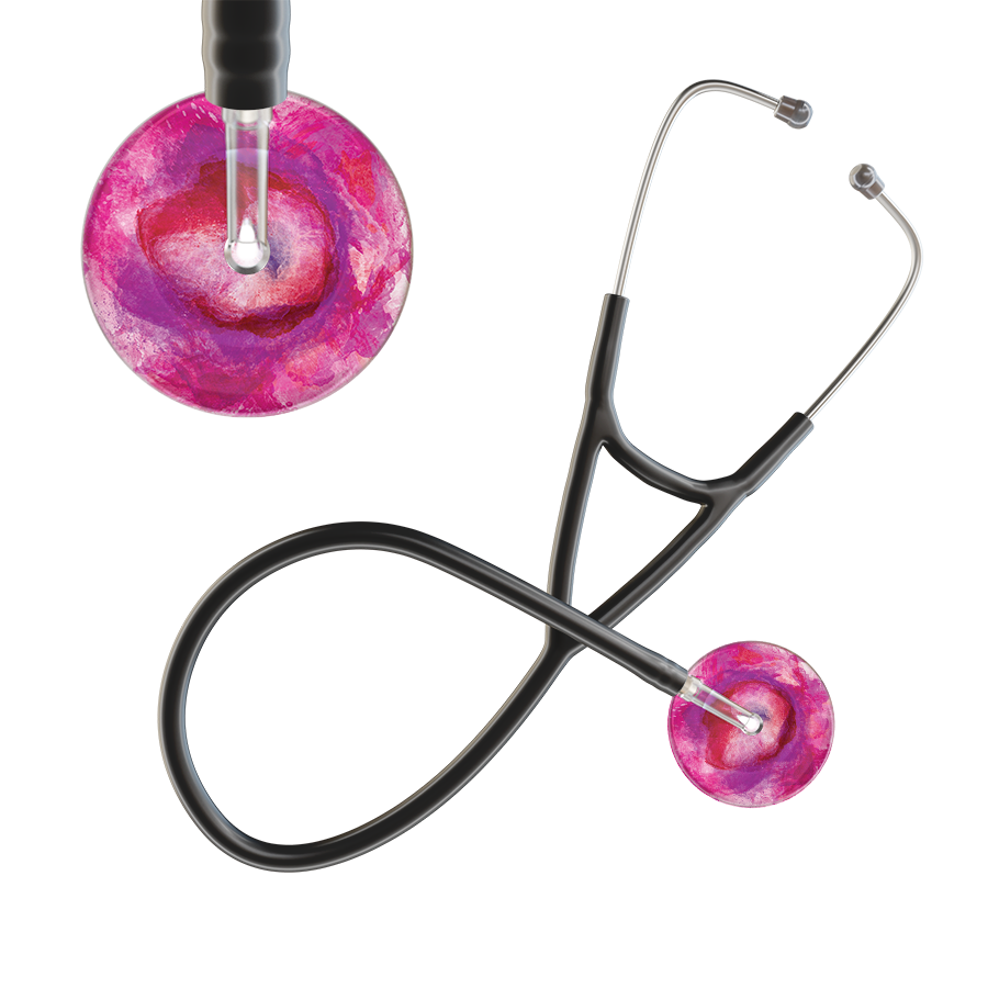 Ultrascope Single Stethoscope US076I9 / Pediatric / Black TieDye Single Color Stethoscope - Cardiology Watercolor Designs