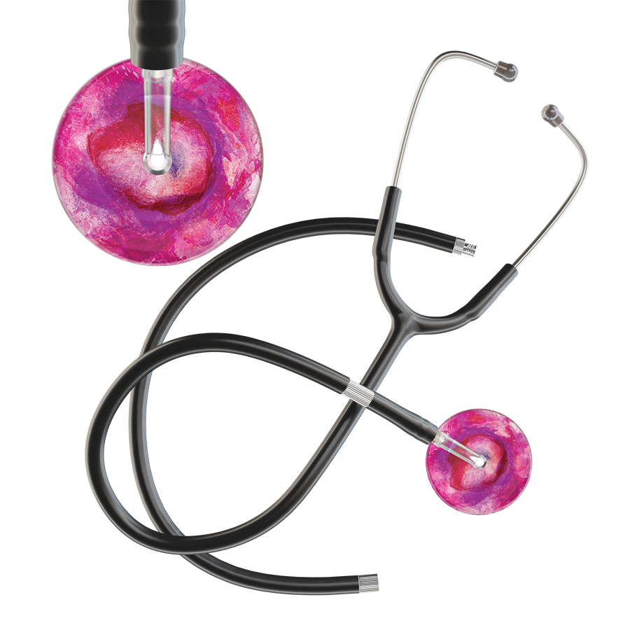 Ultrascope Single Stethoscope US076I9 / Pediatric / Black Extended Tubing TieDye Single Color Stethoscope - Watercolor Designs